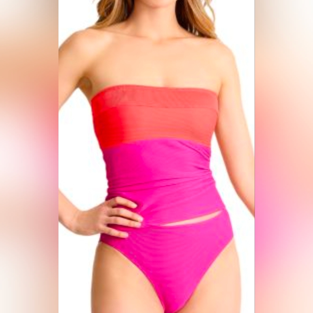 Tommy Bahama Ocean Point Colorblock Bandeau Tankini Top & Hipster Bikini Bottom